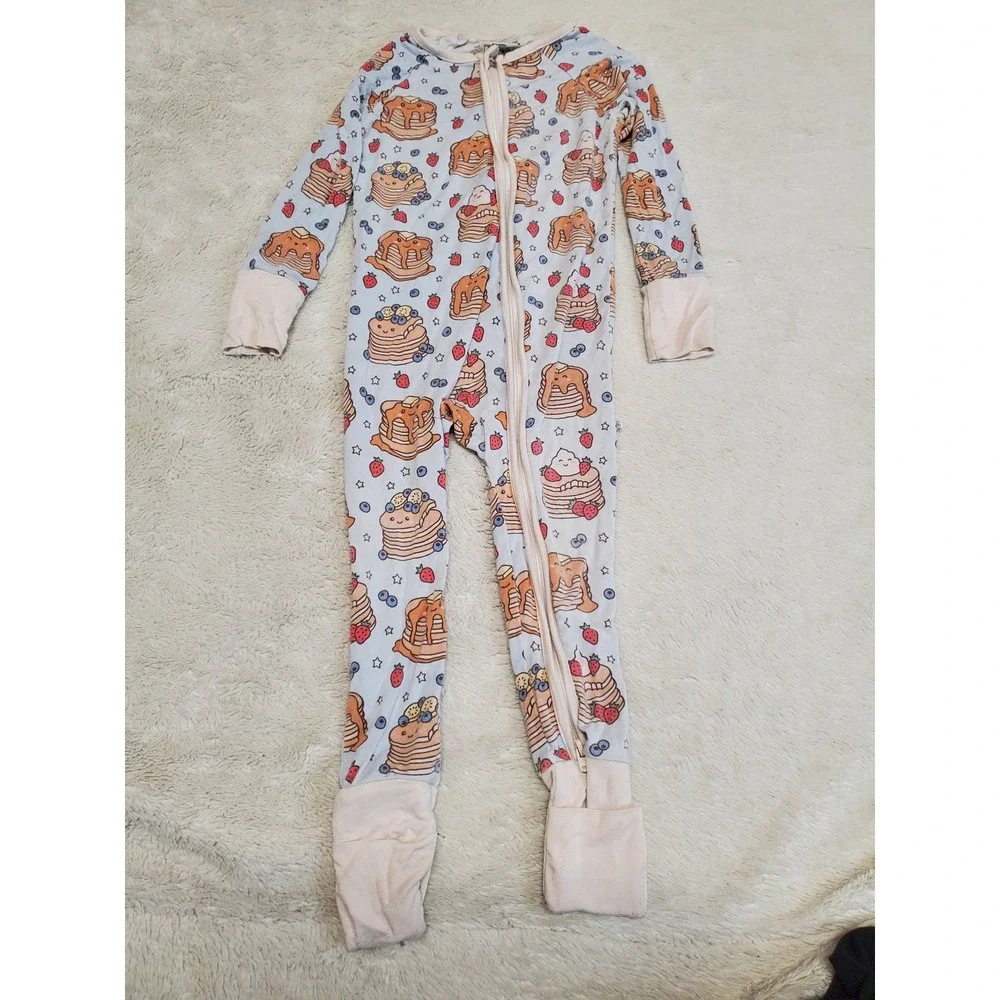 Caden Lane Blue Pancake Anime Zippy Bamboo Pajama Baby Girl 18 24 months Casual